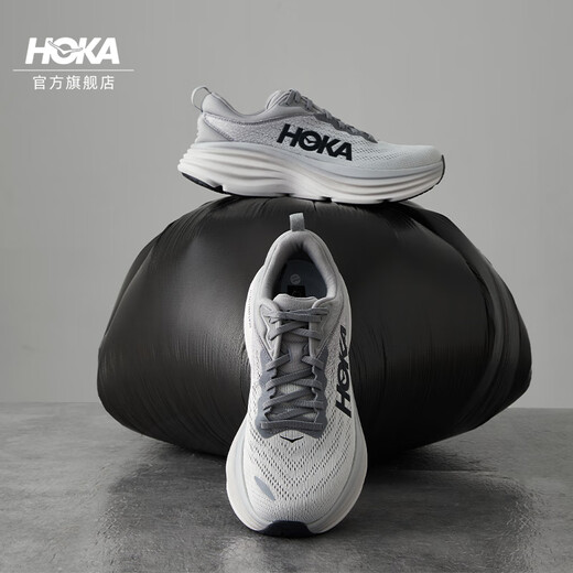 HOKA ONE ONE男款夏季邦代 8公路跑步鞋BONDI 8轻盈舒适缓震透气 鲨鱼灰 / 雾灰(建议拍大半码) 41