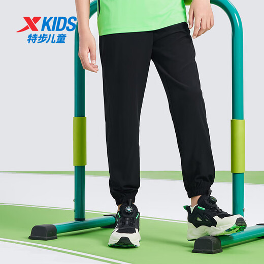 
XTEP (XTEP) children's trousers with thin and high elasticity and smooth technology ice-sensing pants, pure black 170