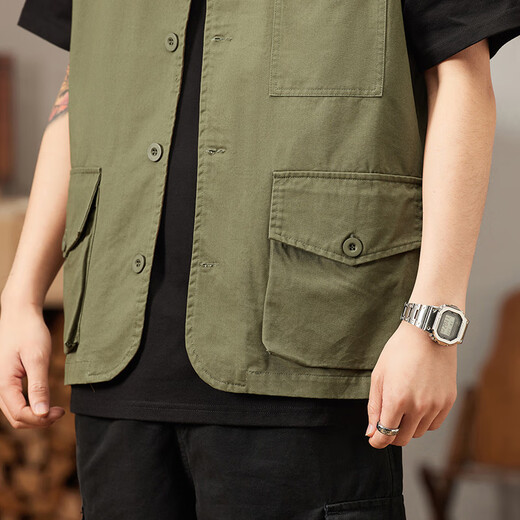 
Jeep (JEEP) vest men's summer casual V-neck workwear loose without shoulders versatile outdoor sports jacket Black L