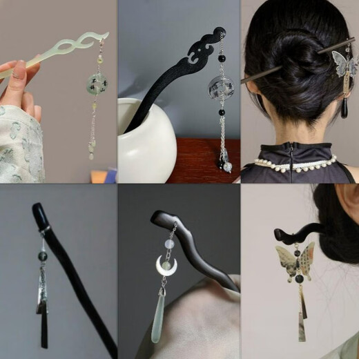 Ancient style Hanfu hair accessories for girls with updo hairpins, Chinese style girls' headbands, tassel hairpins, hair accessories, butterfly hairpins