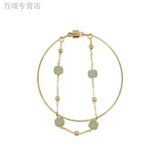 KZD999 sterling silver silver Hetian jade bracelet girls ins niche design double layered bracelet Hetian jade bracelet light green and simple packaging