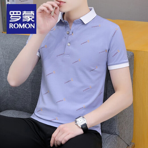 
ROMON (ROMON) 2025 new summer lapel men's short-sleeved T-shirt casual trendy brand POLO shirt men's collar half-sleeved ice silk white QY679 M
