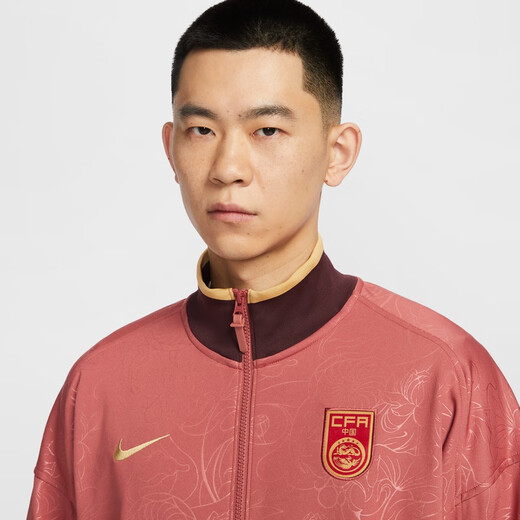 耐克（NIKE）官方中国队男子速干薄绒足球夹克夏季新款 PRO FZ9392 691峡谷锈橙 XL