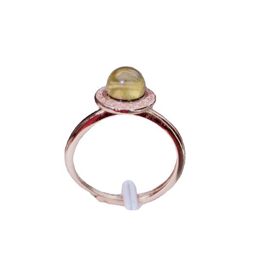 Fat Donglai quality amber and blue amber ring for women, light luxury round bead design, niche light luxury temperament and elegant ring