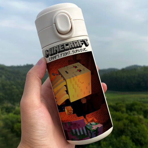 Howwande Mc Game Peripheral Water Cup Minecraft Thermos Cup Kuli Fear Bounce Cover Daily Sports Portable Grande Capacité Coupe BW1283 World 300ML Pop-Up Cup