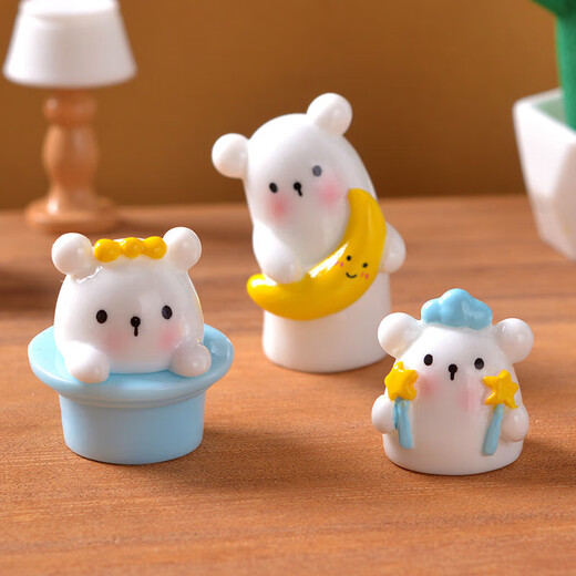 New Cartoon süßer Magie Bear Micro Landscape Desktop Dekoration Ornamente Mond Magie Zauberstab Bär DIY Small Match Magic Bear [1]