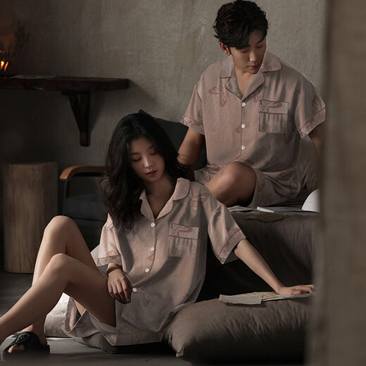 
Arctic velvet (Bejirog) summer new couple pajamas ice silk one men and women's short-sleeved casual cardigan butterfly printed home clothing set 13077 women-ice and snow silk set single set L women [100-120Jin [Jin equals 0.5 kg]] men 100-130Jin [Jin equals 0.5 kg]