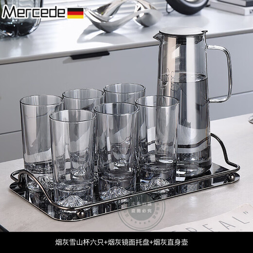 Mercede German Seiko Crystal Glass Water Cup Home Set Family Living Room Hospitality Tea Cup Drink Set Ash Snow Mountain Cup Six Sets 12