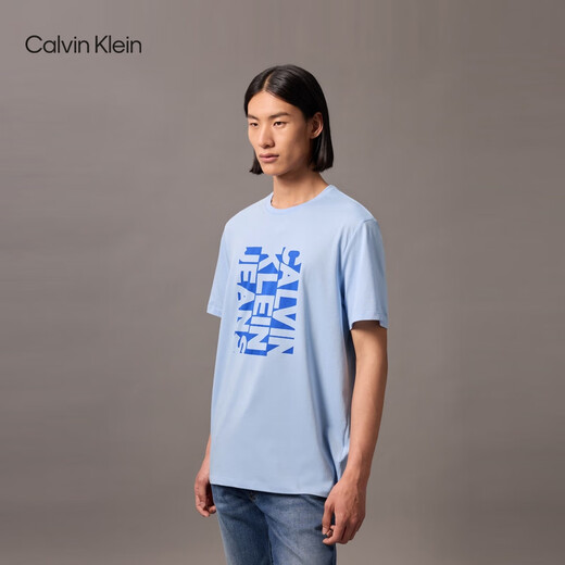 Calvin Kleinjeans 25 printemps et été Nouveau homme de loisirs pour hommes de loisirs CK Imprimé en coton pur t-shirt à manches courtes à manches courtes 4RB832G