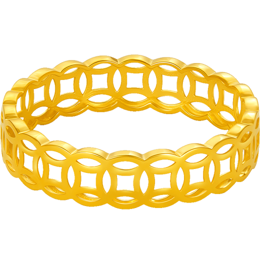 CHINA GOLD 18k gold coin solid ring copper coin gold coin wide ring ring birthday gift for women 17 circle size about 1g