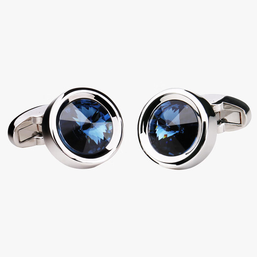 Nosskiss Premium Crystal Cuff Links для мужчин Простые и модные деловые французские манжеты рубашки Стабилы легкие роскошные подарки подарки синий хрустал (упаковка подарочной коробки)