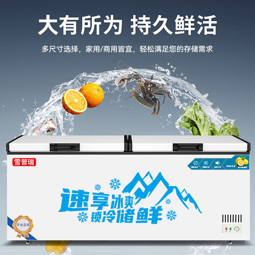 雪普瑞减霜冰柜家用一级节能冷藏冷冻冰柜商用冷柜卧式大容量全冷冻全冷藏两用柜展示柜 828单温铜管智慧款1730*680*830