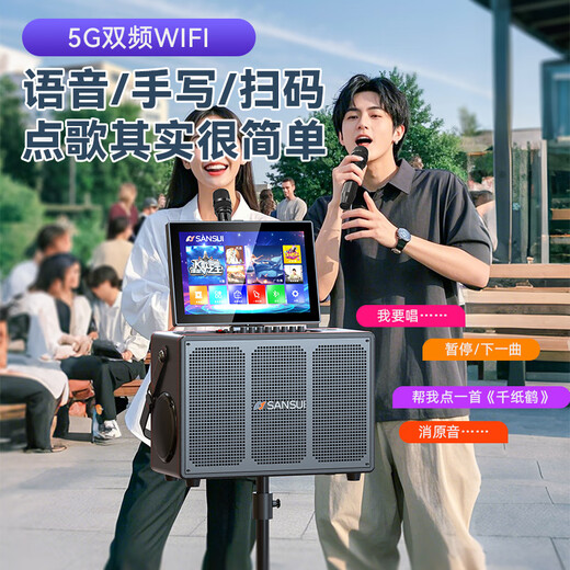 SANSUI Q60 video karaoke speaker three-year membership version home ktv audio set karaoke all-in-one machine outdoor singing audio mobile square dance high-power musical instrument speaker