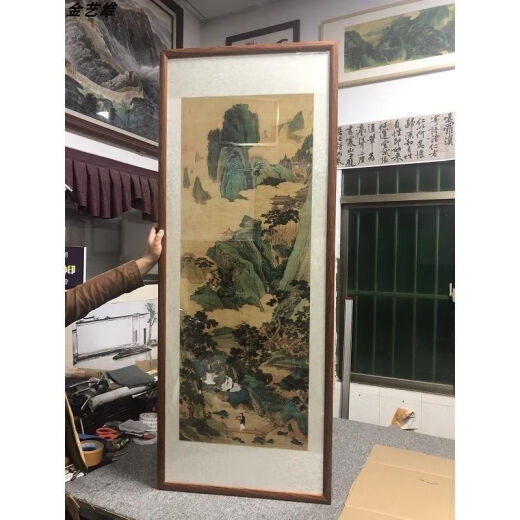仇英桃源仙境图画心国画工笔山水人物画高清复制66.7X175大卷轴 绢布 未装裱 大687X179厘米色