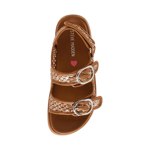 STEVE MADDEN Girls Set Flat Sandals Cognac Multiple Colors 3 Kids
