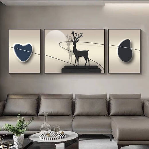 
Yonghuan Yilu Gaosheng atmospheric living room decorative paintings and sofa background wall hanging painting abstract triptych T10975 60*80/120*80/60*80 suitable for 3.8 meters left