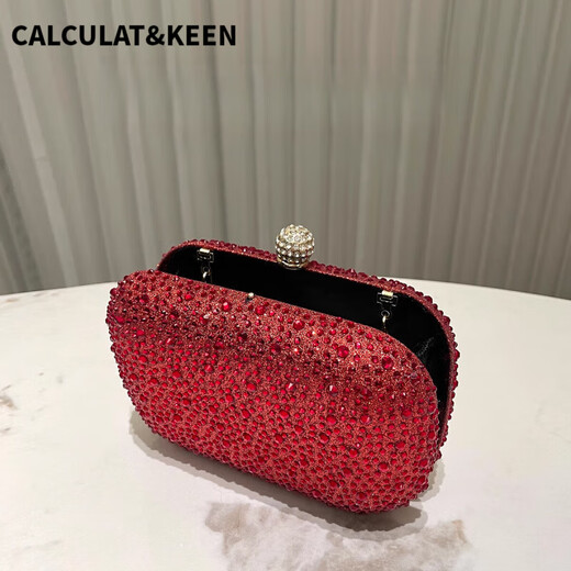 CALCULAT&KEEN2025新款时尚百搭晚宴包轻奢红色晚宴会名媛手拿包晚装手提斜挎包 七夕情人节礼物包包红色