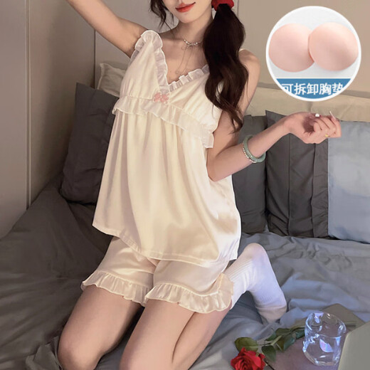 Hanrui Summer Pad Padis Pyjamas pour femmes pour femmes en dentelle mince vêtements JDX-9221 # [rose] 175 L