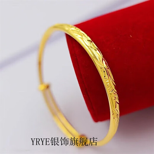 GIOIO Hong Kong duty-free imitation gold bracelet imitation 9999 pure gold bracelet flat bracelet with ring certificate + gift