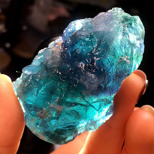 天然蓝绿色萤石原石标本矿物晶体毛料大块水晶碎石家居饰品摆件 1591