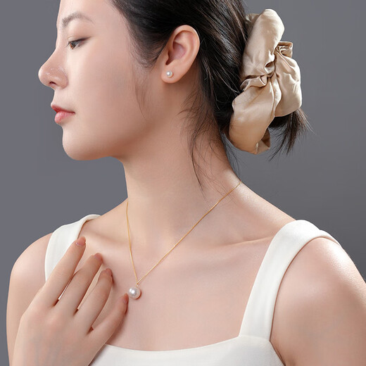 Dara single pearl necklace for women 18K gold necklace pendant young clavicle chain birthday gift for girlfriend 12-13mm