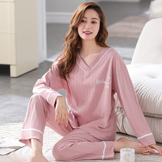 Excellent pyjamas de printemps et d'automne non marqué pour les femmes, la version coréenne en coton pur peut être portée sur les manches longues extérieures à manches mignonnes de grande taille de grande taille et d'automne GXT9928 m (recommandée 75-95jin [Jin est égal à 0,5 kg]))