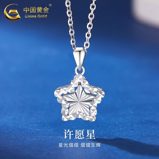CHINA GOLD PT950 Platinum Star Pendant Women's Simple Platinum Clavicle Necklace Valentine's Day Practical Birthday Gift for Girls PT950 Platinum Star Pendant About 3.3g Free Silver Chain