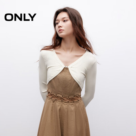 
ONLY2023 new winter style versatile irregular cardigan V-neck short sweater for women 12343A015 A43 cream white M