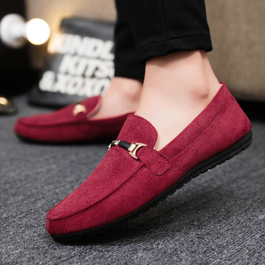 Yiliangying Doudou Shoes Men's Spring 2024 Nuevo mate de terciopelo inverso de terciopelo y pedaleo zapatos de cuero pequeños Loves Driving Shoes D753 Caki, disparo pequeño, gran tamaño 43