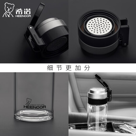 Copa de vidrio Heenoor una sola capa engrosada de té de té de té anillo Gran capacidad Copa de agua Xino Portable Tienda insignia Negra 6076 Modelo de mostrador 695 ml de gran capacidad