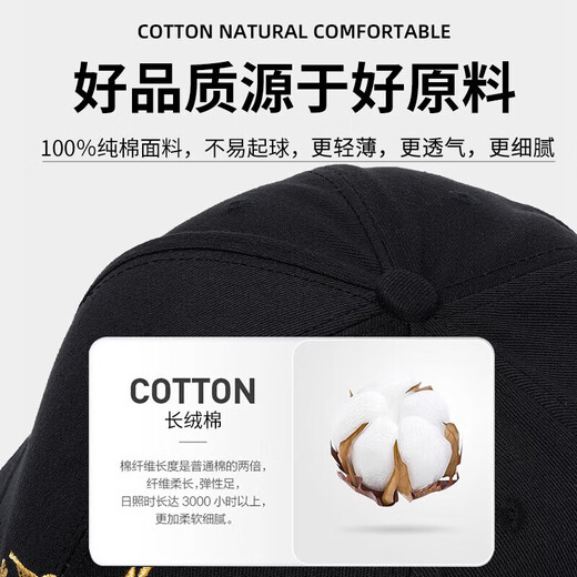 Romon Hat Men's Summer New Hard Top Baseball Cap Men's Korean Style Trendy Outdoor Fishing Leisure Peaked Cap Fashion Hat Black Wheat Ear Sweat-Absorbent and Breathable
