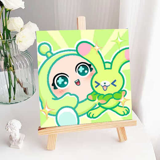 京严选可爱蛋仔派对diy填充涂色儿童手工绘丙烯油彩画卡通动漫 hy13603 30*30cm加厚实木内框+装饰外框