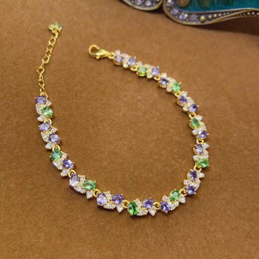 Shaoyu natural tanzanite tsavorite bracelet s925 high clarity color high gorgeous 3*4mm