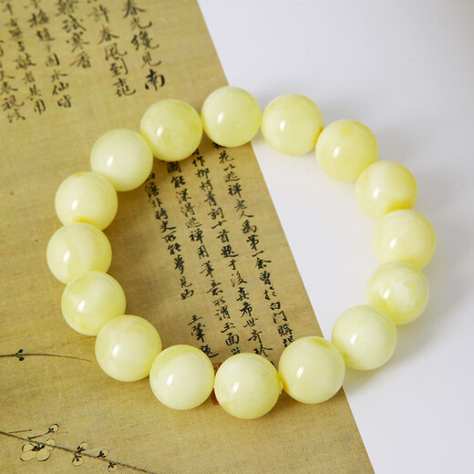 Famous family white wax bracelet for men and women, natural beeswax round beads, full wax Baltic amber bracelet, birthday gift 10mm