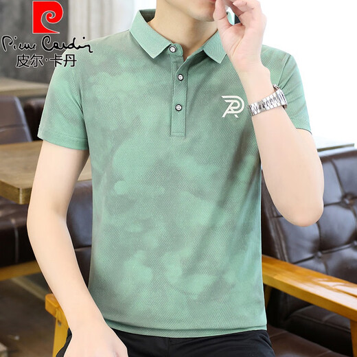 
Pierre cardin summer pure cotton short-sleeved T-shirt for men's lapel handsome fashion brand Korean casual half-sleeved polo shirt top T963 black M 90-105Jin [Jin equals 0.5 kg]