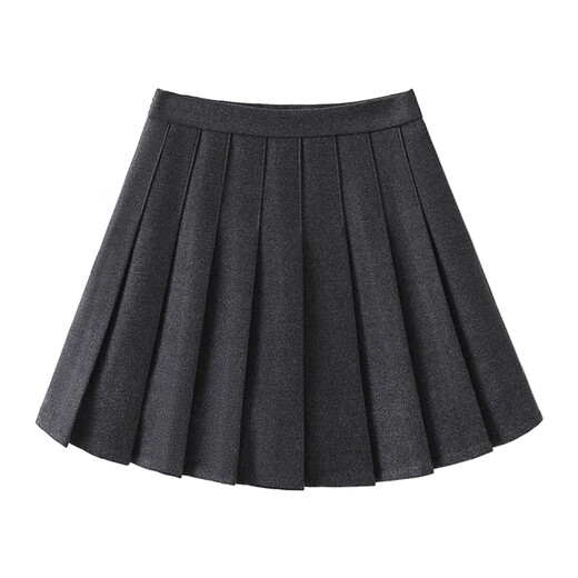 Qiaoyi dark gray pleated skirt for women spring and autumn 2025 new winter woolen skirt high waist slimming thickened jk skirt dark gray - woolen regular style M 90-105Jin Jin is equal to 0.5 kg