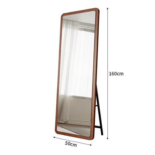 Yupin Dressing Mirror Schlafzimmer Spiegel Vollkörperspiegel Wand Hängende Wand Haushaltsanpassungsgeschoss bis Decken Holzrahmen Spiegel JY78 Walnuss 160*50