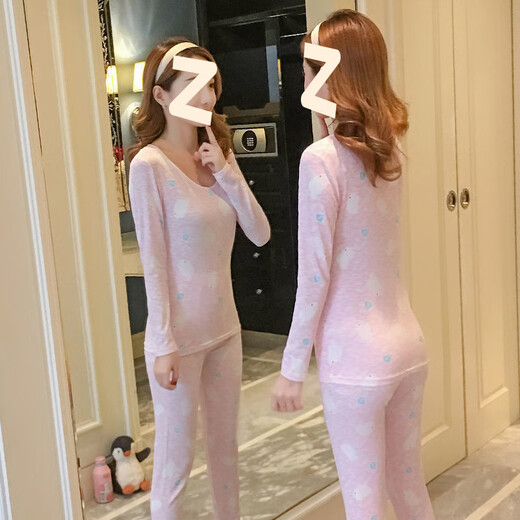 FHHUABD保暖内衣女加绒加厚套装学生内穿打底冬季少女美体外穿加肥加大码 紫色 秋衣秋裤9913 M 80到95斤