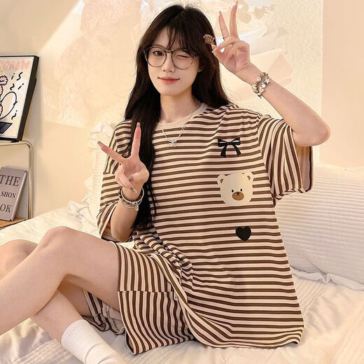 Jingpufei summer cartoon short-sleeved loose home clothing two-piece suit for wearing outside 692 small bag dog, one size 4XL code [recommended 172-200Jin [Jin equals 0.5 kg]]