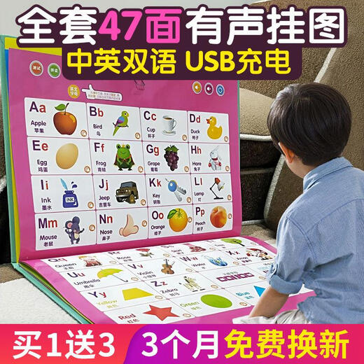 宙颗早教机幼儿启蒙点读机学习机可充电会发声书有声读物玩具挂图 31面有声点读本-充电款