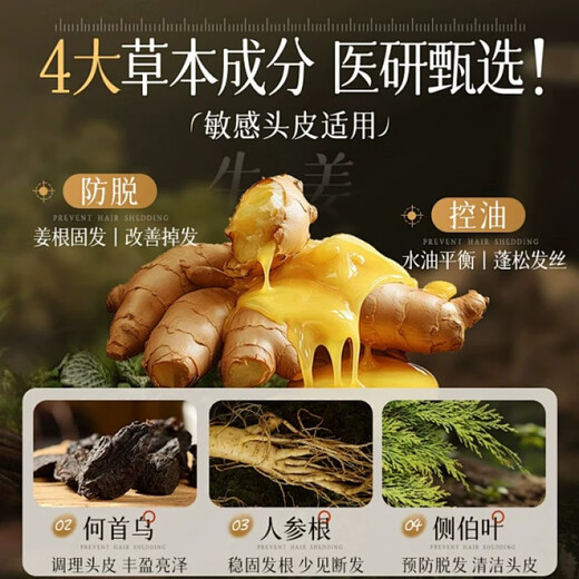 南京同仁堂生姜洗发水防脱发育发固发养发增发密发去屑止痒控油脱发严重专用 1瓶装【14天止脱】