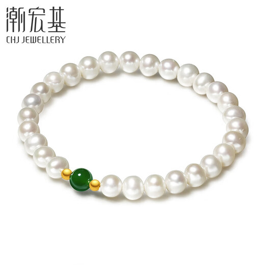 Chao Acer Qingyu Pearl Jasper S925 Silver Bracelet Women's Silver Jewelry Hand Accessories for Mother's Birthday Gift Women Pearl Approximately 5.5-6mm Chain Length Approximately 16cm (Elastic Cord)