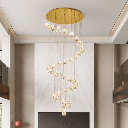 
Opp Lighting (OPPLE) 2025 new duplex building large chandeliers simple crystal villa living room air-loaded spiral stair long hang 1139 full spectrum a9738 head-