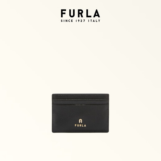 Furla [neues Produkt im Frühjahr und Sommer] Camelia Cowide kleine Frauenkartenbeutel dünne und kleine Kartenclip -Hülle bestimmte Dokumente Aufbewahrungstasche Schwarz