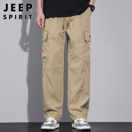 JEEP SPIRIT吉普工装裤男士裤子男春夏季休闲裤男多口袋男裤 卡其色 XL