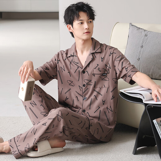 Jiao Men's Pajamas Algodón puro de algodón puro Summer Sports 2025 NUEVA ELLA PARA Menina delgada Tamaño grande Conjunto de ropa para el hogar suelto 09m9857 l