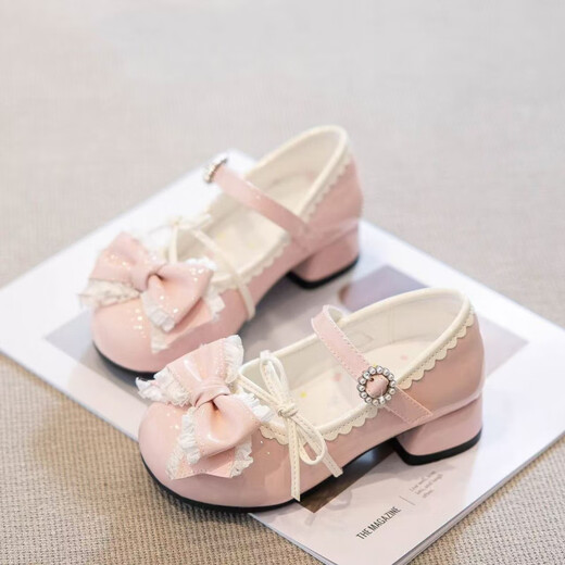Qisiman Girls' Shoes Children's Princess Small Leather Shoes 2025 Spring and Autumn New Retro Single Shoes Little Girls Lolita High Heels Lolita - Off-White Upgraded Version 3.0 Open and Replace 28 - Shoe Inner Length/17.7cm