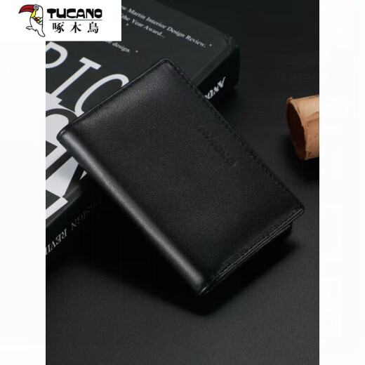 Woodpecker (Tucano) Titular de tarjetas de negocios de alta gama de negocios Moda de cuero de cuero de cuero para hombres y mujeres Negocios de tarjetas de presentación de alta gama Caja de vaca oscura Marrón Dark Imported Cow Wide