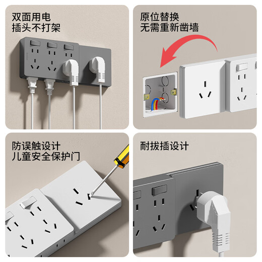 Internationale Elektrikerin-Expansionssocket 86-Typ-Oberflächenanlagerung Erweiterter Schalter Socket Küche Küche Multifunktions-Plug-set-Einstellung in der Einstellung Wireless Konverter erweitert sich nach rechts [weißes 21-Standard-Modell]
