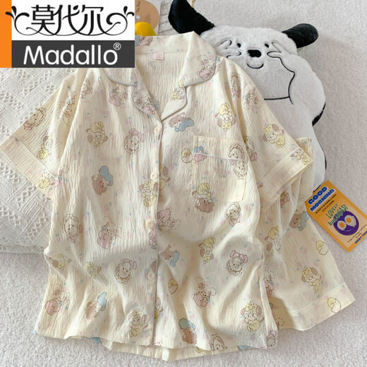 
Modal 2025 new Yunduo Cotton Pajamas for women in summer short-sleeved cartoon cute loose girl can wear home clothes set 1105 Melody and Katie Cat-Yunduo Cotton Short-sleeved M (80-95Jin[Jin equals 0.5 kg])